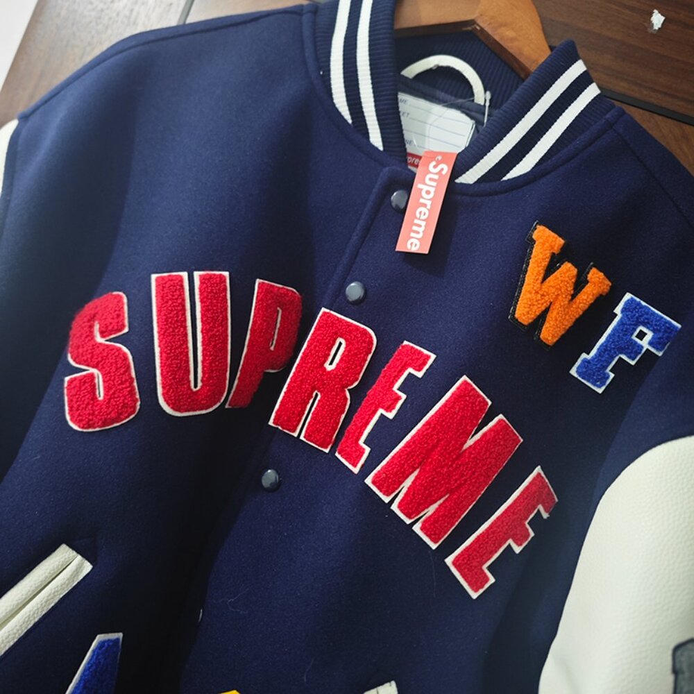 Supreme Appliqué Embroidered Baseball Jacket - Picture 3 of 12